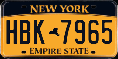 NY license plate HBK7965