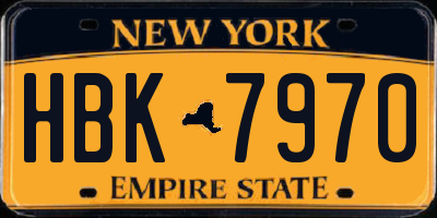 NY license plate HBK7970