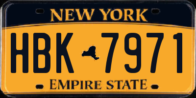 NY license plate HBK7971