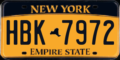NY license plate HBK7972