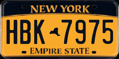 NY license plate HBK7975