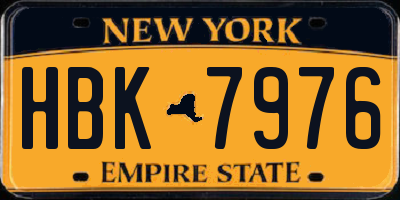 NY license plate HBK7976