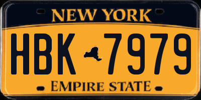 NY license plate HBK7979