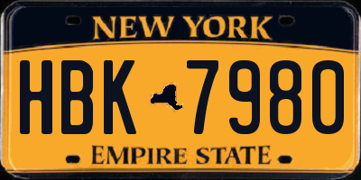 NY license plate HBK7980