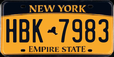 NY license plate HBK7983