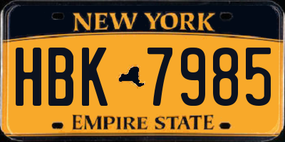 NY license plate HBK7985
