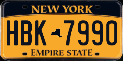 NY license plate HBK7990
