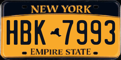 NY license plate HBK7993