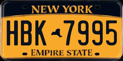NY license plate HBK7995