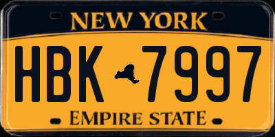NY license plate HBK7997