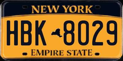 NY license plate HBK8029