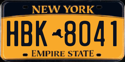 NY license plate HBK8041
