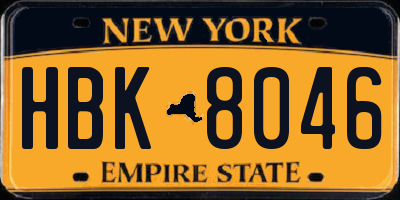 NY license plate HBK8046