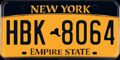 NY license plate HBK8064