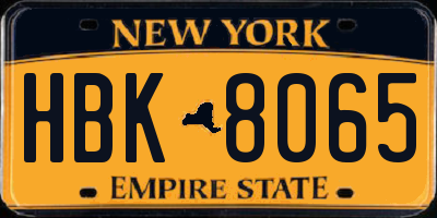 NY license plate HBK8065