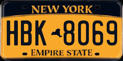 NY license plate HBK8069