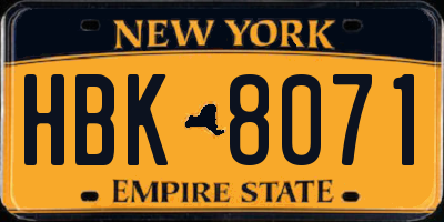 NY license plate HBK8071