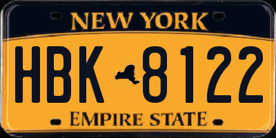 NY license plate HBK8122