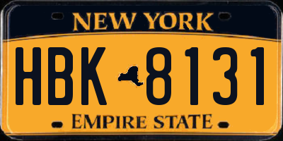 NY license plate HBK8131