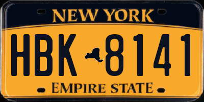 NY license plate HBK8141