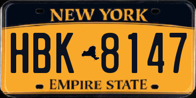 NY license plate HBK8147
