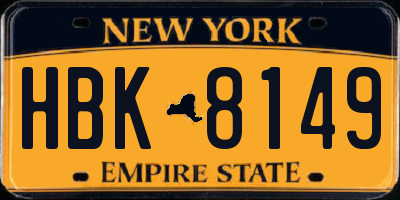 NY license plate HBK8149