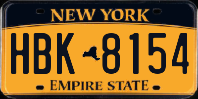 NY license plate HBK8154