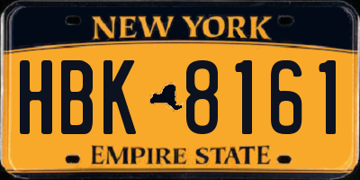 NY license plate HBK8161