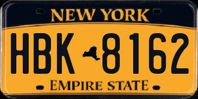 NY license plate HBK8162