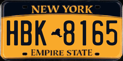 NY license plate HBK8165