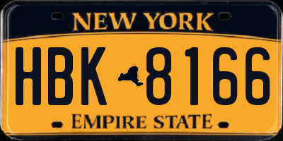 NY license plate HBK8166