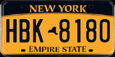 NY license plate HBK8180