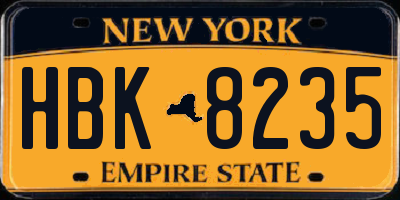 NY license plate HBK8235