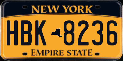 NY license plate HBK8236