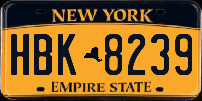 NY license plate HBK8239