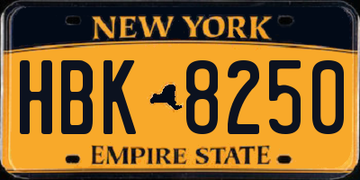 NY license plate HBK8250