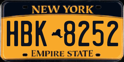 NY license plate HBK8252