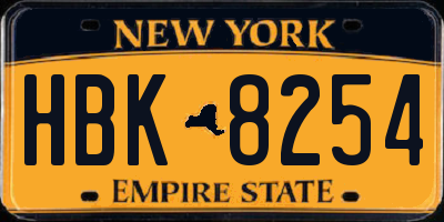 NY license plate HBK8254