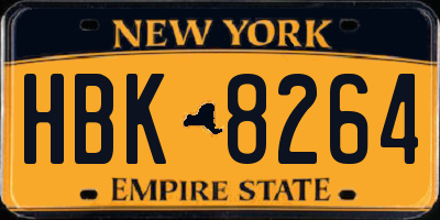 NY license plate HBK8264