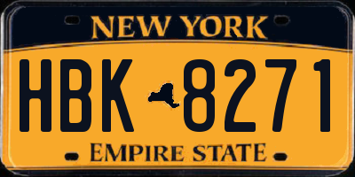 NY license plate HBK8271