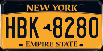 NY license plate HBK8280