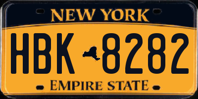 NY license plate HBK8282