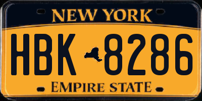NY license plate HBK8286