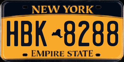 NY license plate HBK8288