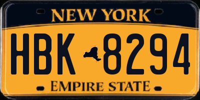 NY license plate HBK8294