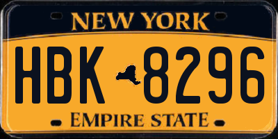 NY license plate HBK8296