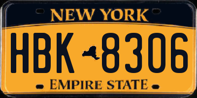 NY license plate HBK8306
