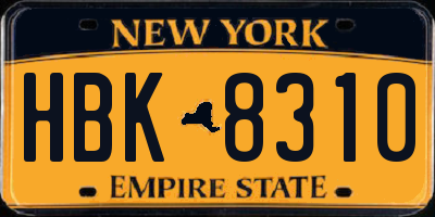 NY license plate HBK8310