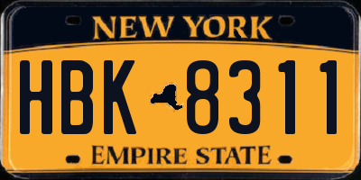 NY license plate HBK8311