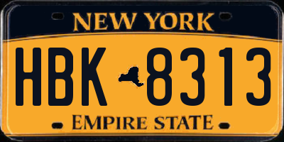NY license plate HBK8313